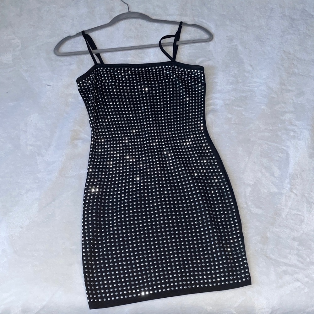 Fashion Nova Black Mini Dress with Silver Accents